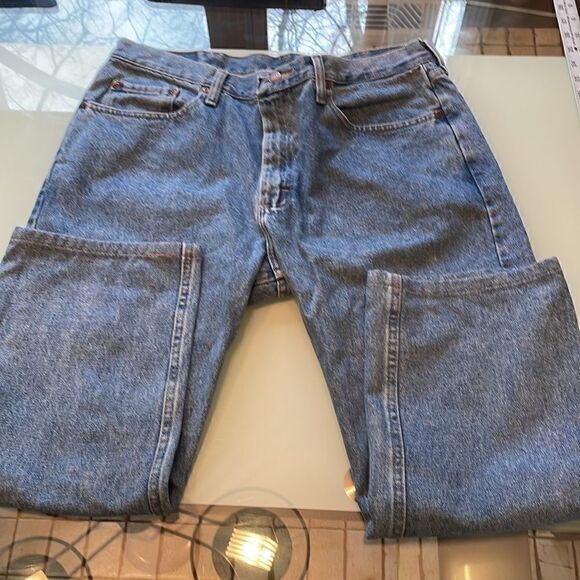 Wrangler jeans 39x29 blue regular fit laying flat approximately 35 waist - Picture 11 of 12